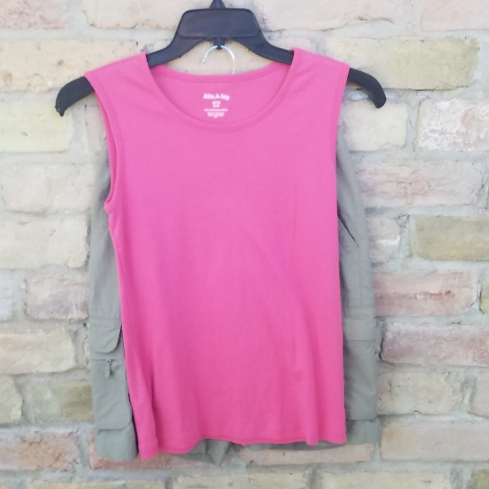 White Stag Pink Small Tank Top & REI Outdoor Size 6 Khaki Shorts Clothing Set